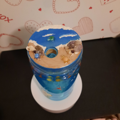 Verre snowglobe couvercle 3D, Bleu infini